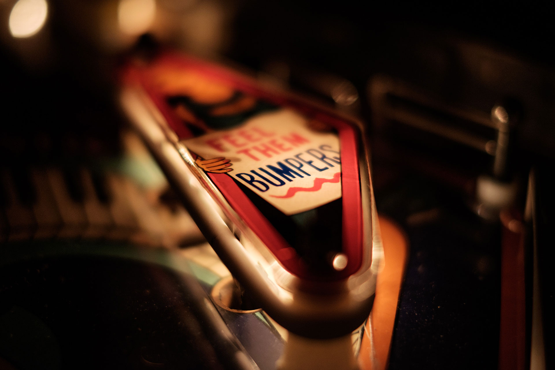 Close-up shot of pinball machine